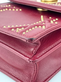 Studded Lambskin Vertical Diorama Clutch on Chain Burgundy GHW - Glampot