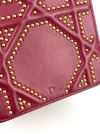 Studded Lambskin Vertical Diorama Clutch on Chain Burgundy GHW - Glampot