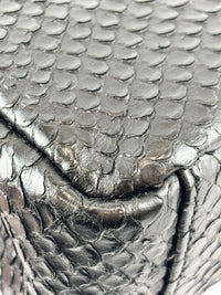 Medium College Bag in Black Python-Embossed Leather