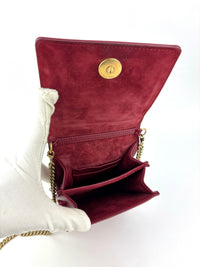 Studded Lambskin Vertical Diorama Clutch on Chain Burgundy GHW - Glampot