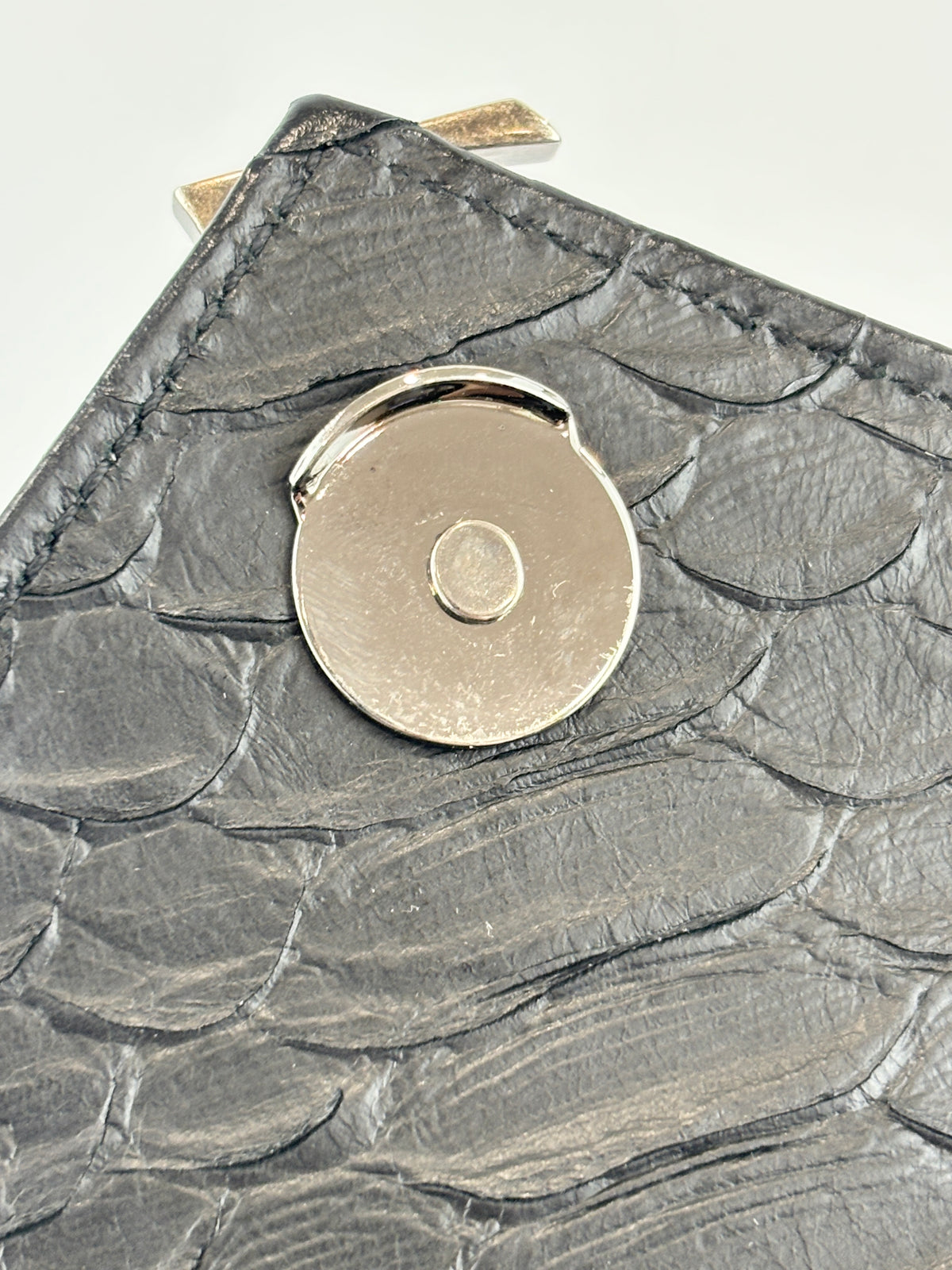 Medium College Bag in Black Python-Embossed Leather