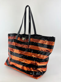 BR4727 Paillettes Satin Sequin Stripes Tote in Arancio