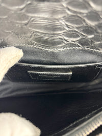 Medium College Bag in Black Python-Embossed Leather