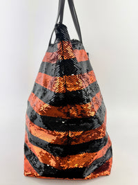 BR4727 Paillettes Satin Sequin Stripes Tote in Arancio