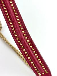 Studded Lambskin Vertical Diorama Clutch on Chain Burgundy GHW - Glampot