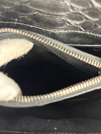 Medium College Bag in Black Python-Embossed Leather