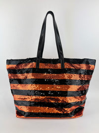 BR4727 Paillettes Satin Sequin Stripes Tote in Arancio