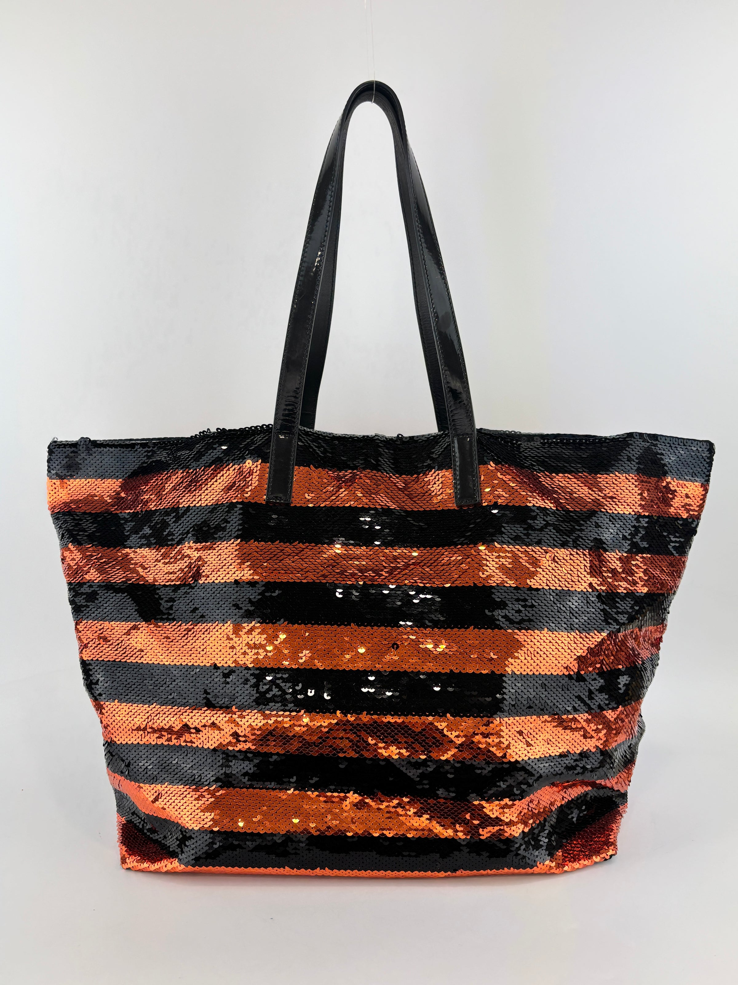 BR4727 Paillettes Satin Sequin Stripes Tote in Arancio