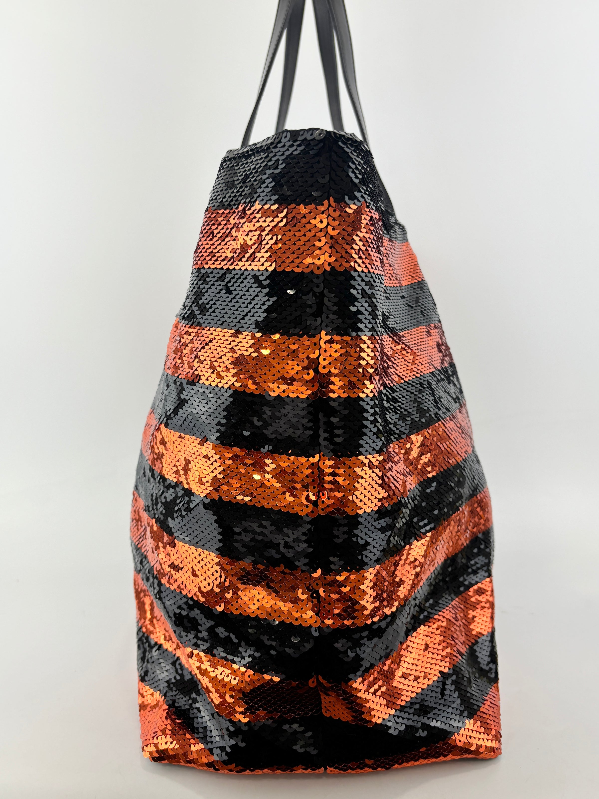 BR4727 Paillettes Satin Sequin Stripes Tote in Arancio