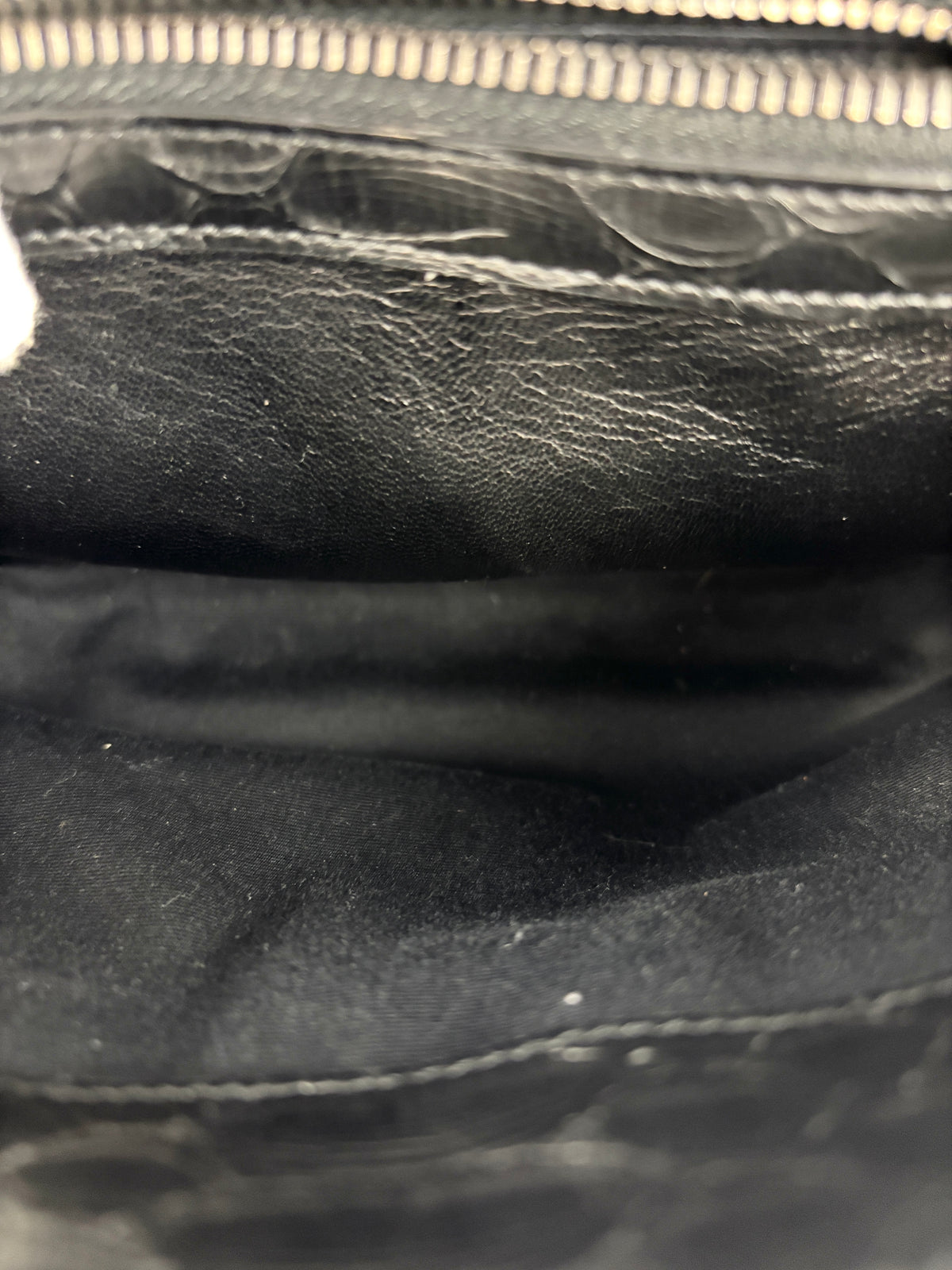 Medium College Bag in Black Python-Embossed Leather