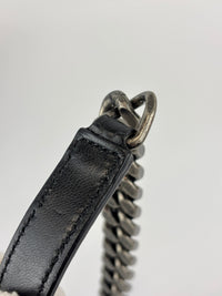Medium College Bag in Black Python-Embossed Leather