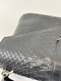 Medium College Bag in Black Python-Embossed Leather