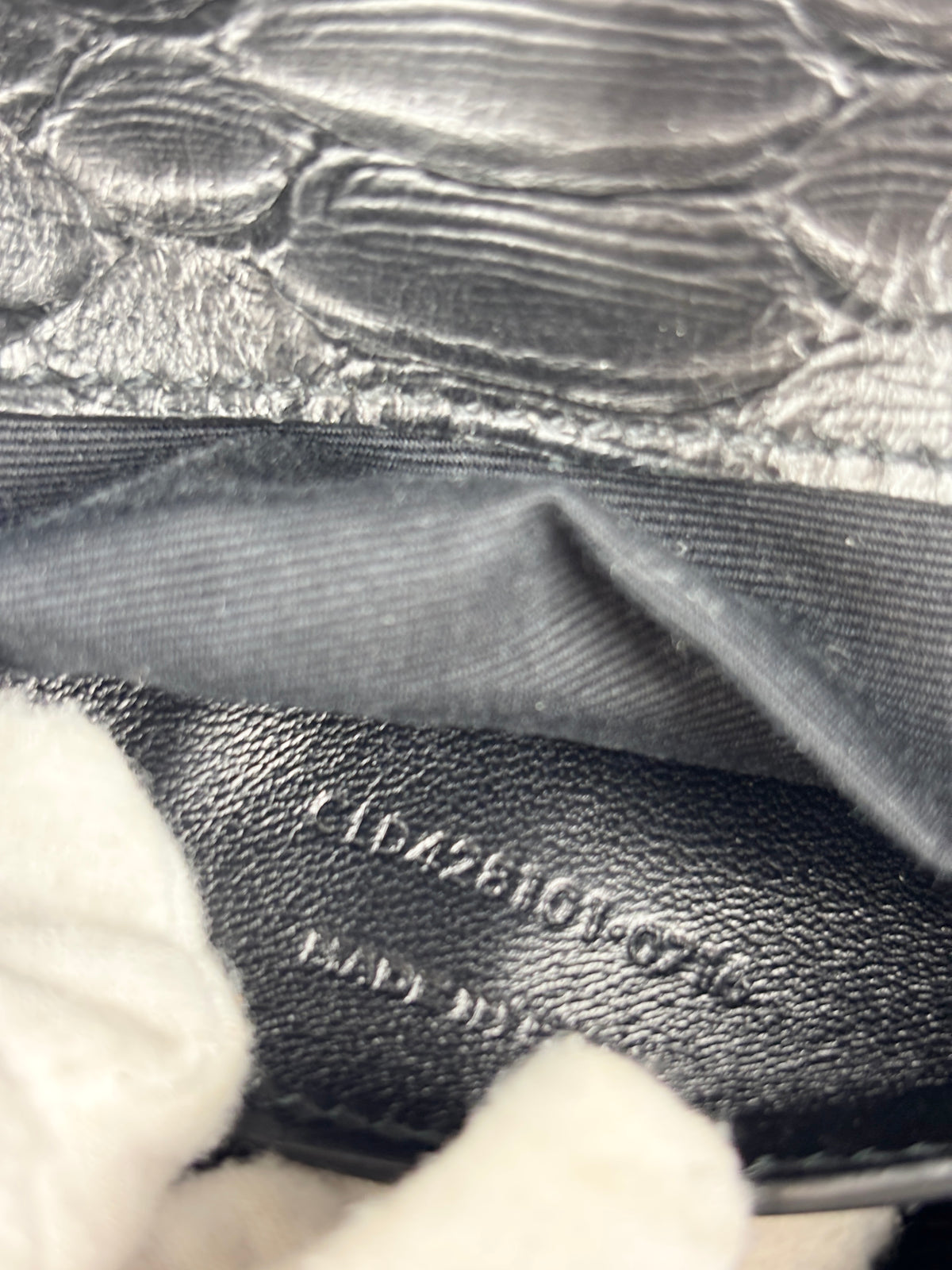 Medium College Bag in Black Python-Embossed Leather