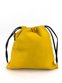 Yellow Fendi Roma Drawstring Pouch Bag with Strap