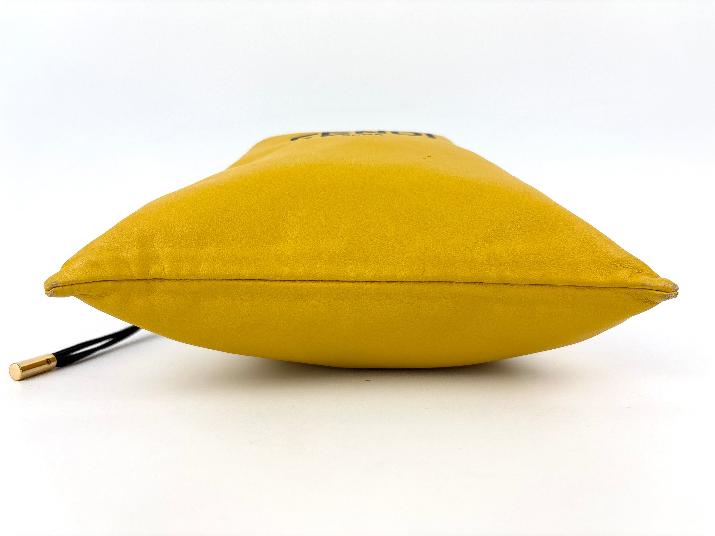 Yellow Fendi Roma Drawstring Pouch Bag with Strap