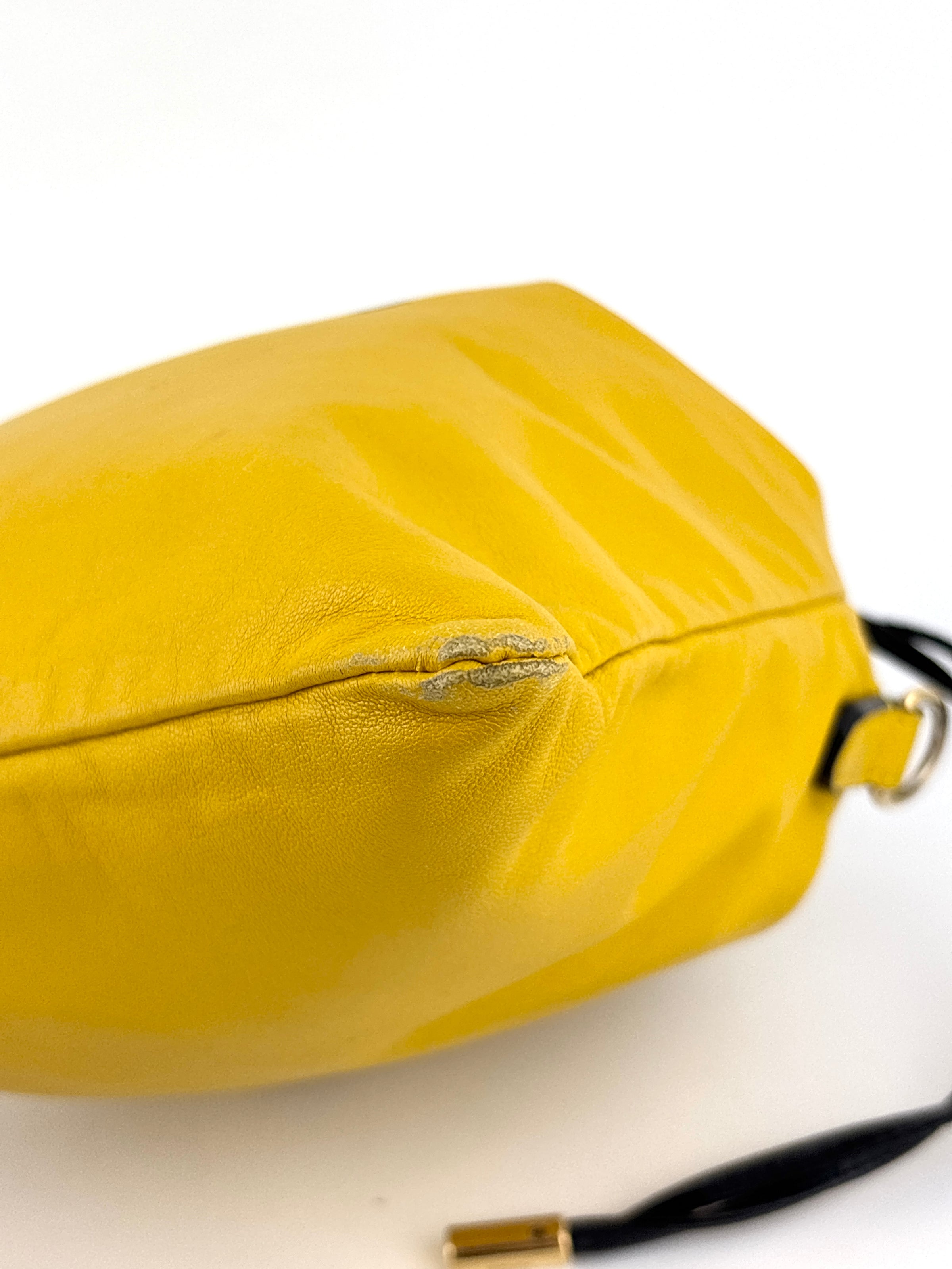 Yellow Fendi Roma Drawstring Pouch Bag with Strap
