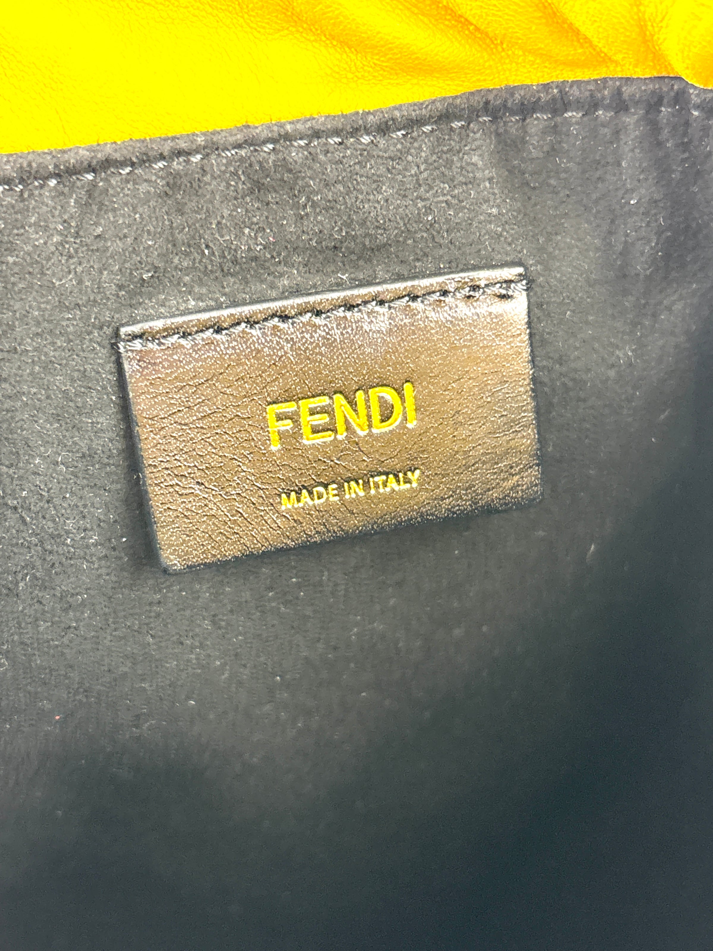 Yellow Fendi Roma Drawstring Pouch Bag with Strap