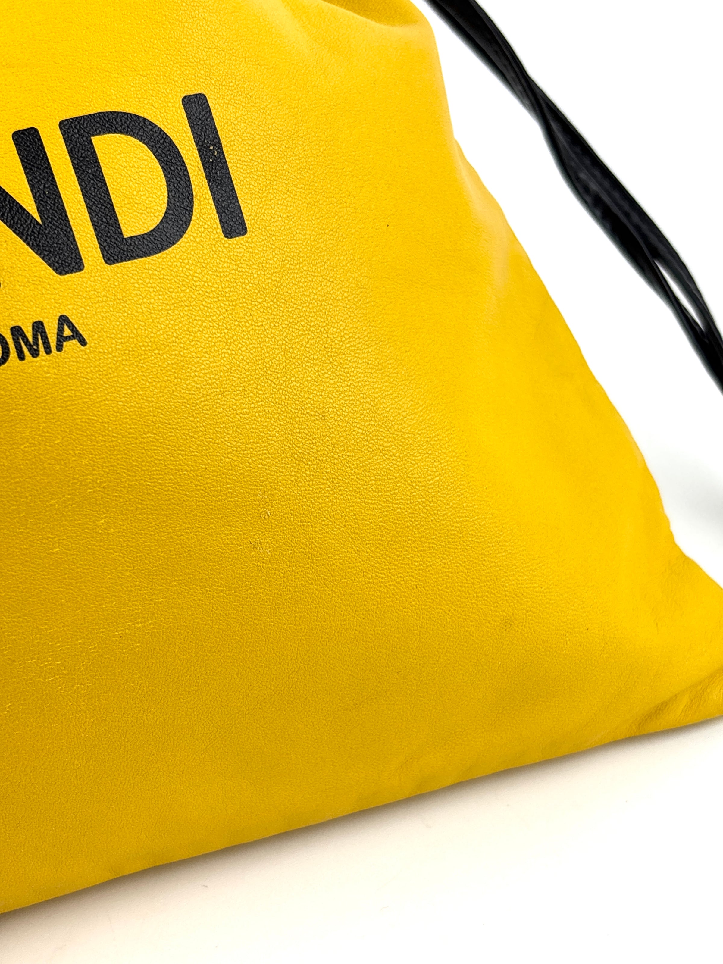 Yellow Fendi Roma Drawstring Pouch Bag with Strap