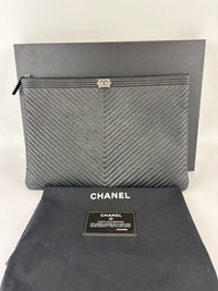 Boy Large O Case Chevron Caviar Clutch in Black