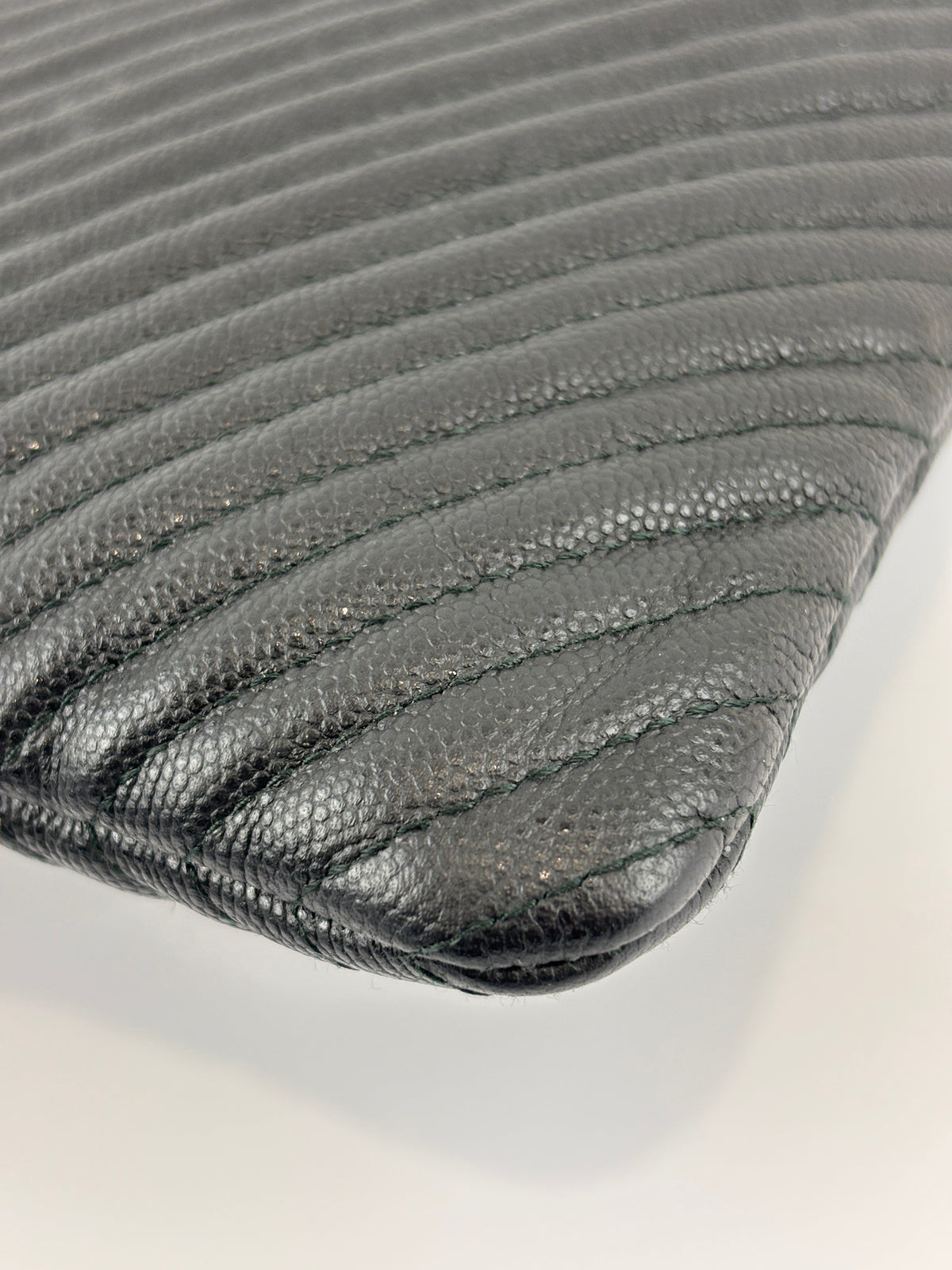 Boy Large O Case Chevron Caviar Clutch in Black