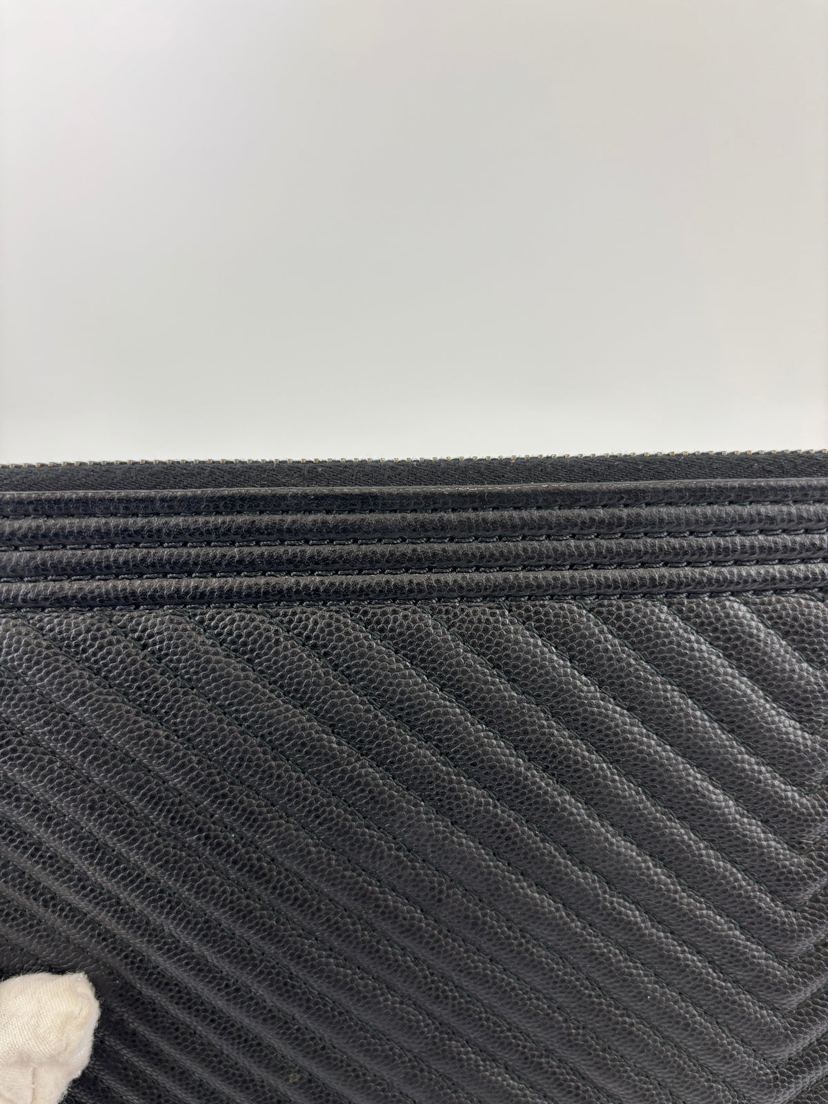 Boy Large O Case Chevron Caviar Clutch in Black
