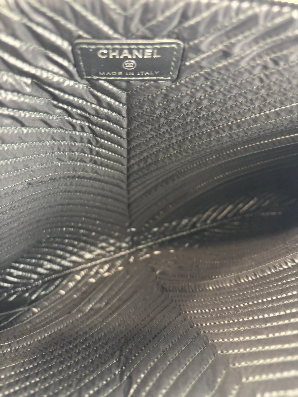 Boy Large O Case Chevron Caviar Clutch in Black