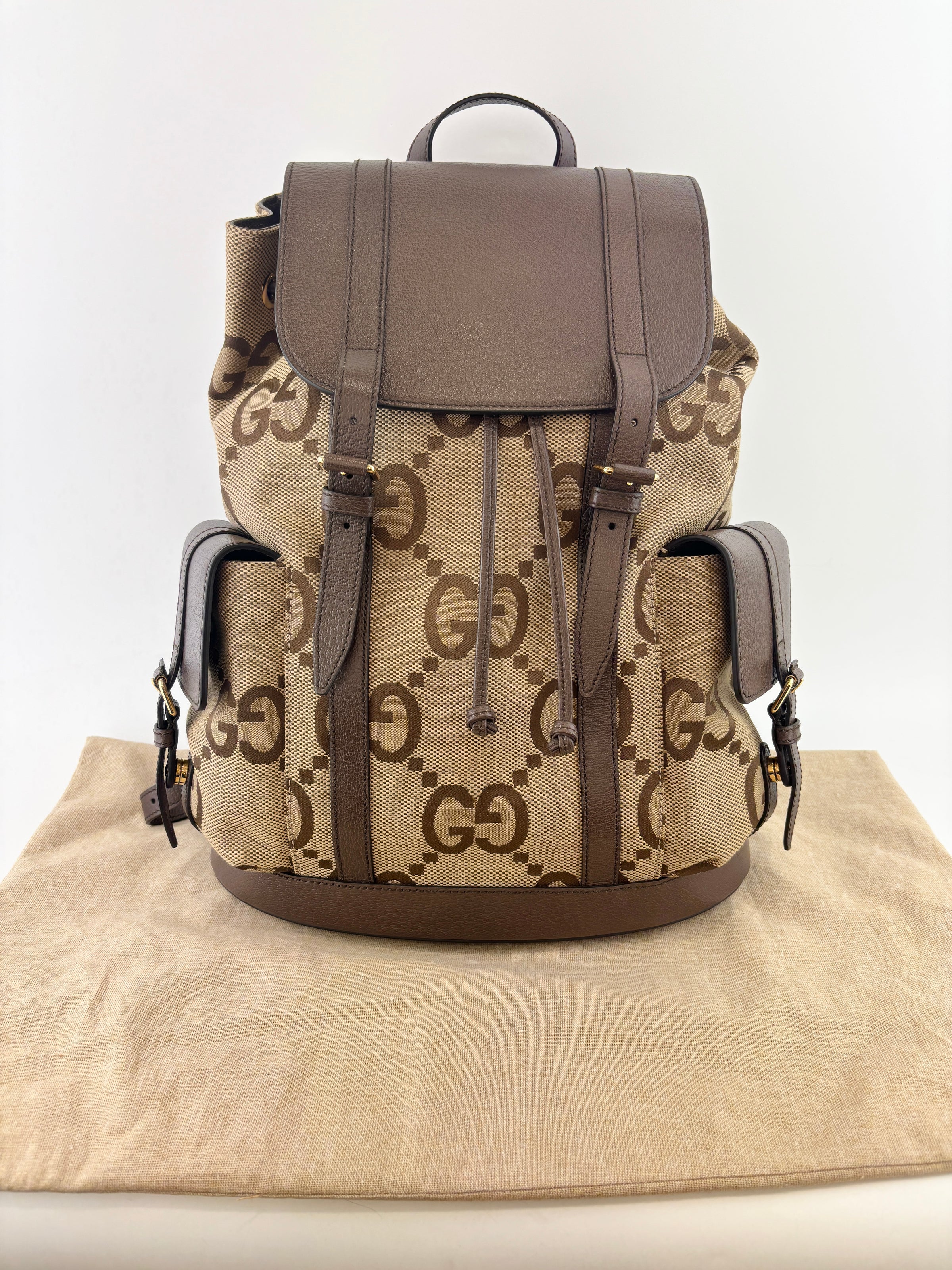 Jumbo GG Canvas Backpack Camel