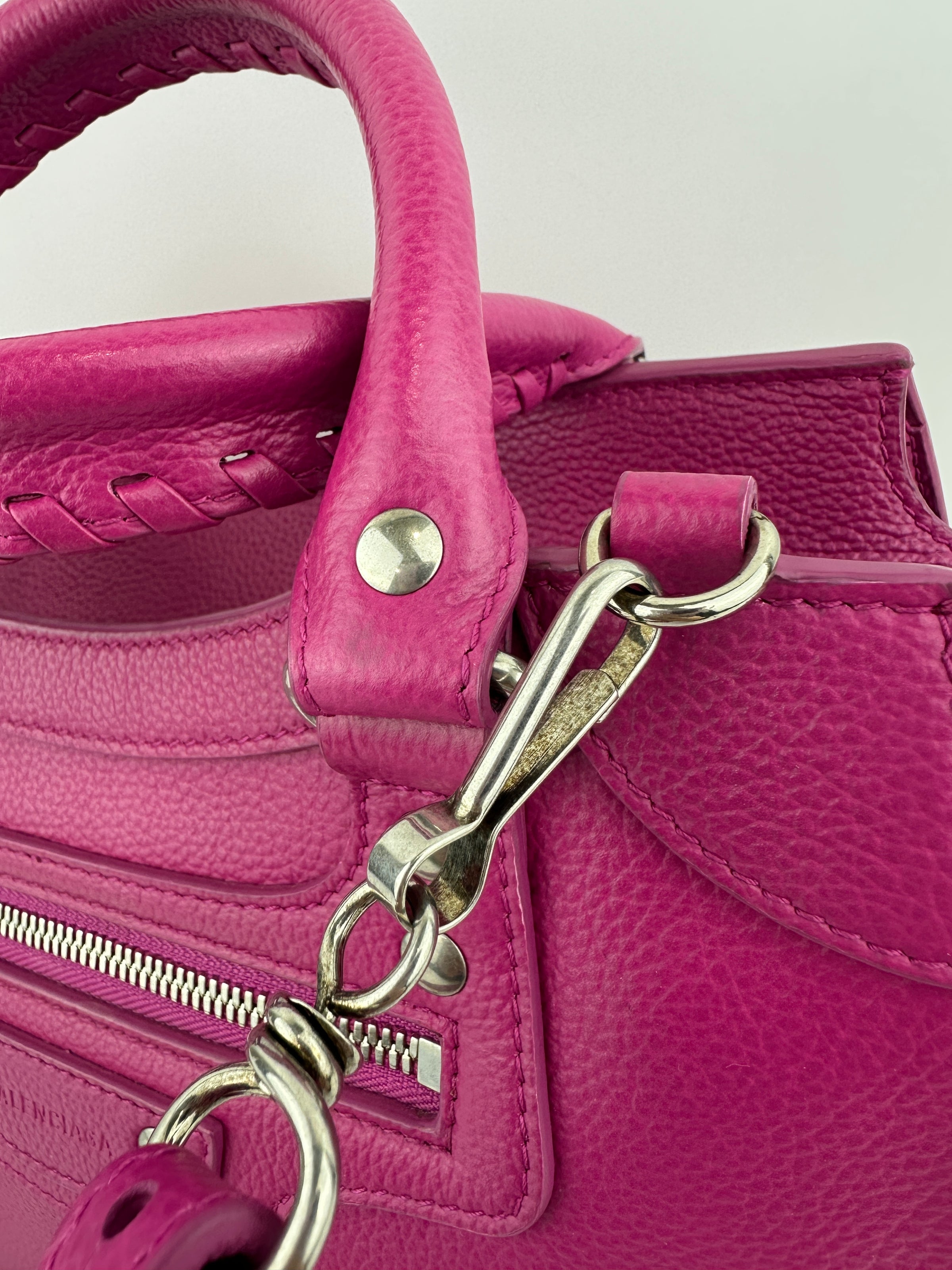 Neo Classic Small City Fuchsia Grained Calfskin Leather Bag