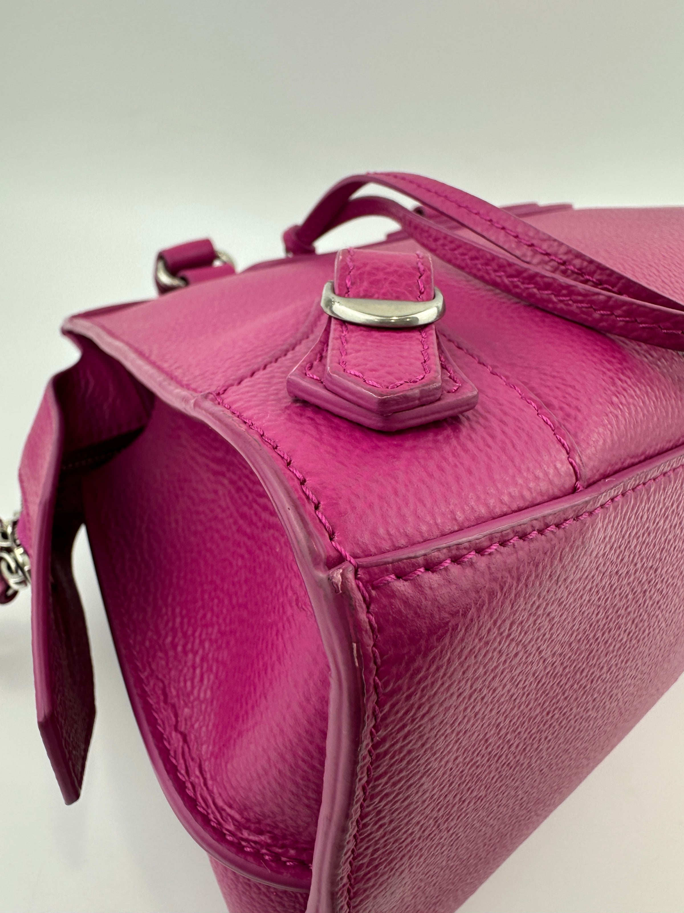 Neo Classic Small City Fuchsia Grained Calfskin Leather Bag