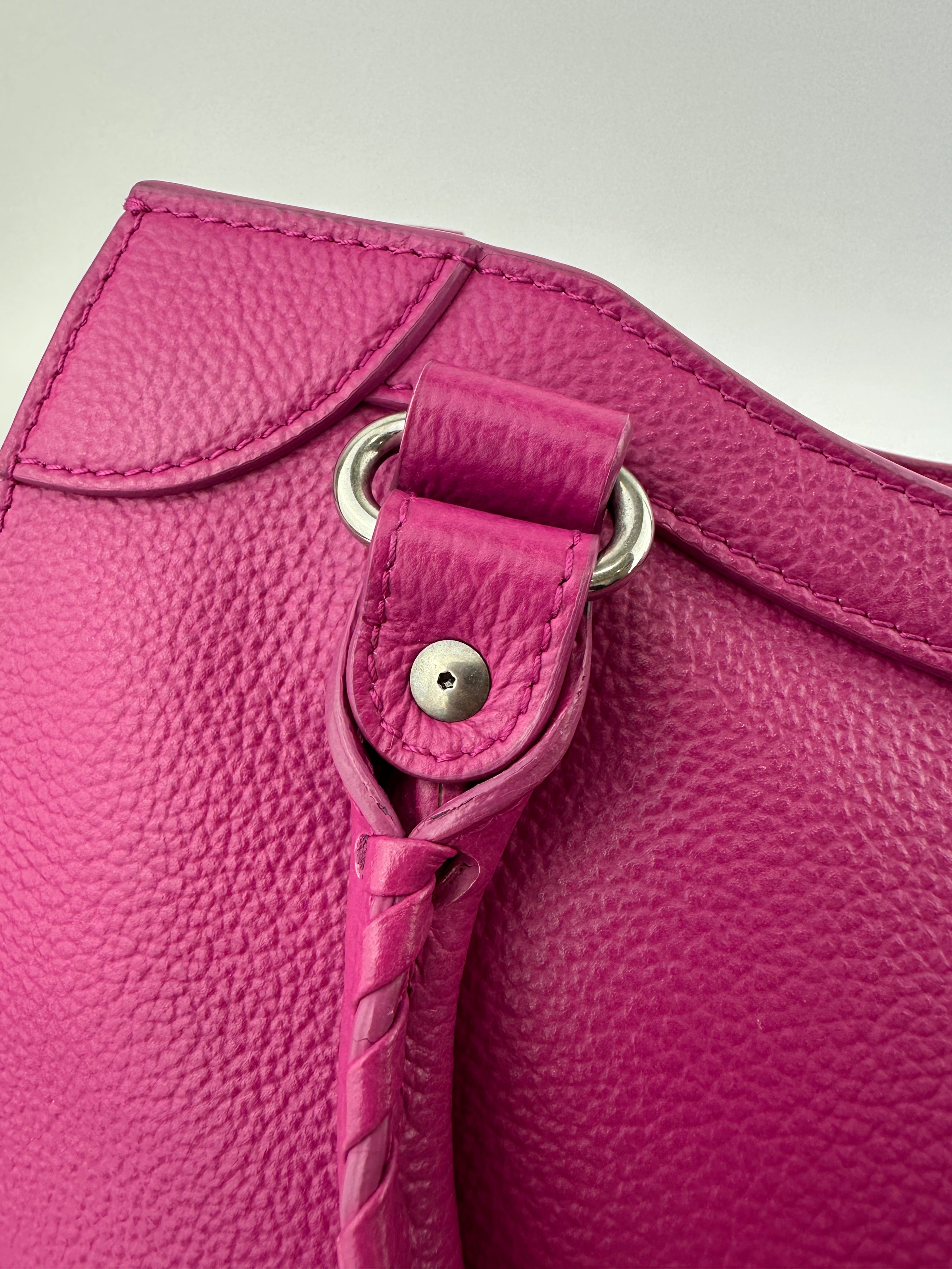 Neo Classic Small City Fuchsia Grained Calfskin Leather Bag