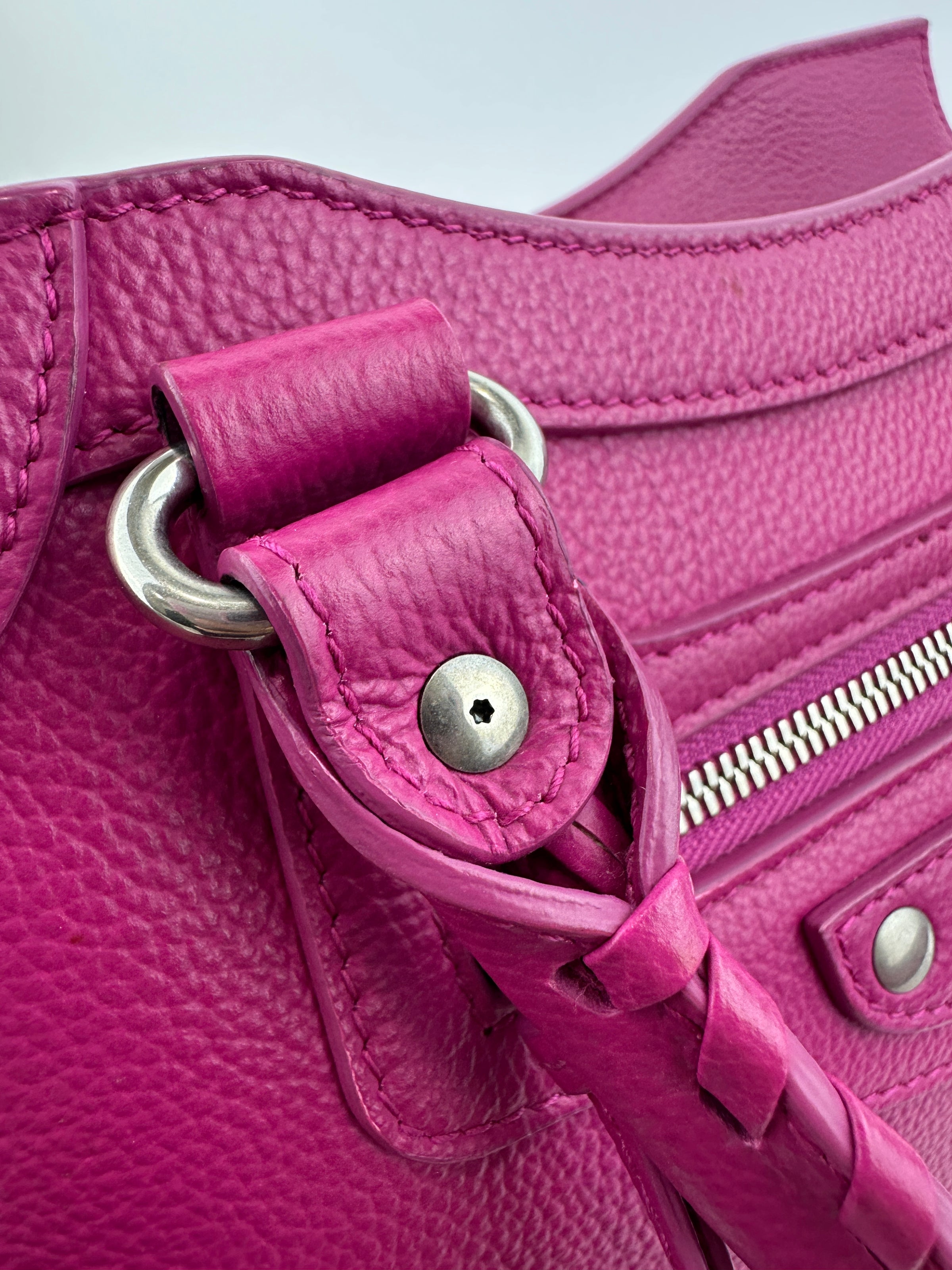 Neo Classic Small City Fuchsia Grained Calfskin Leather Bag
