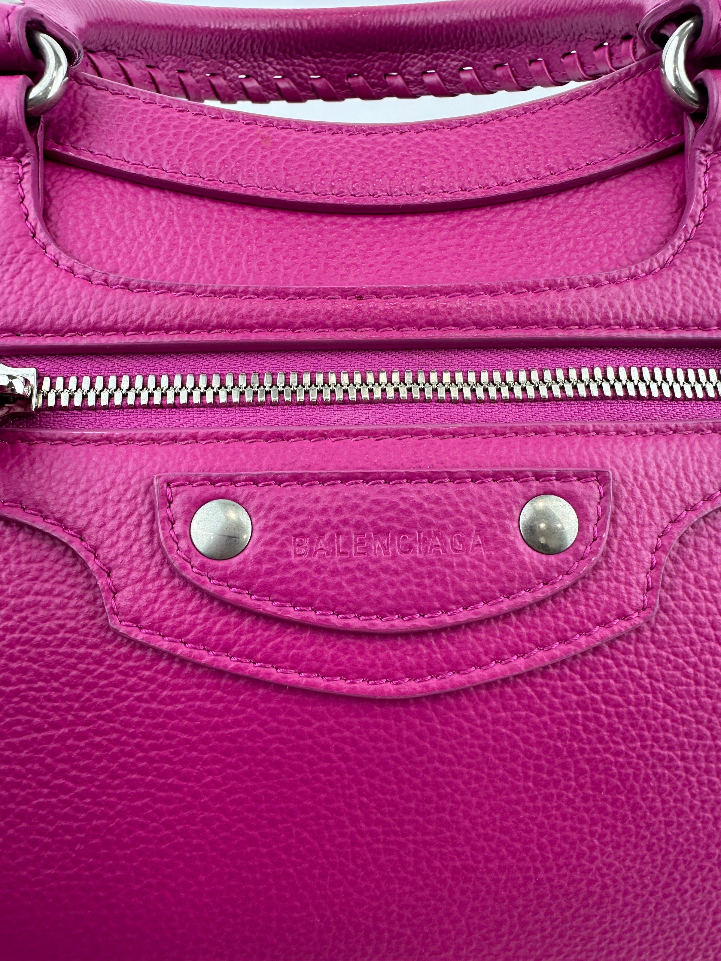 Neo Classic Small City Fuchsia Grained Calfskin Leather Bag