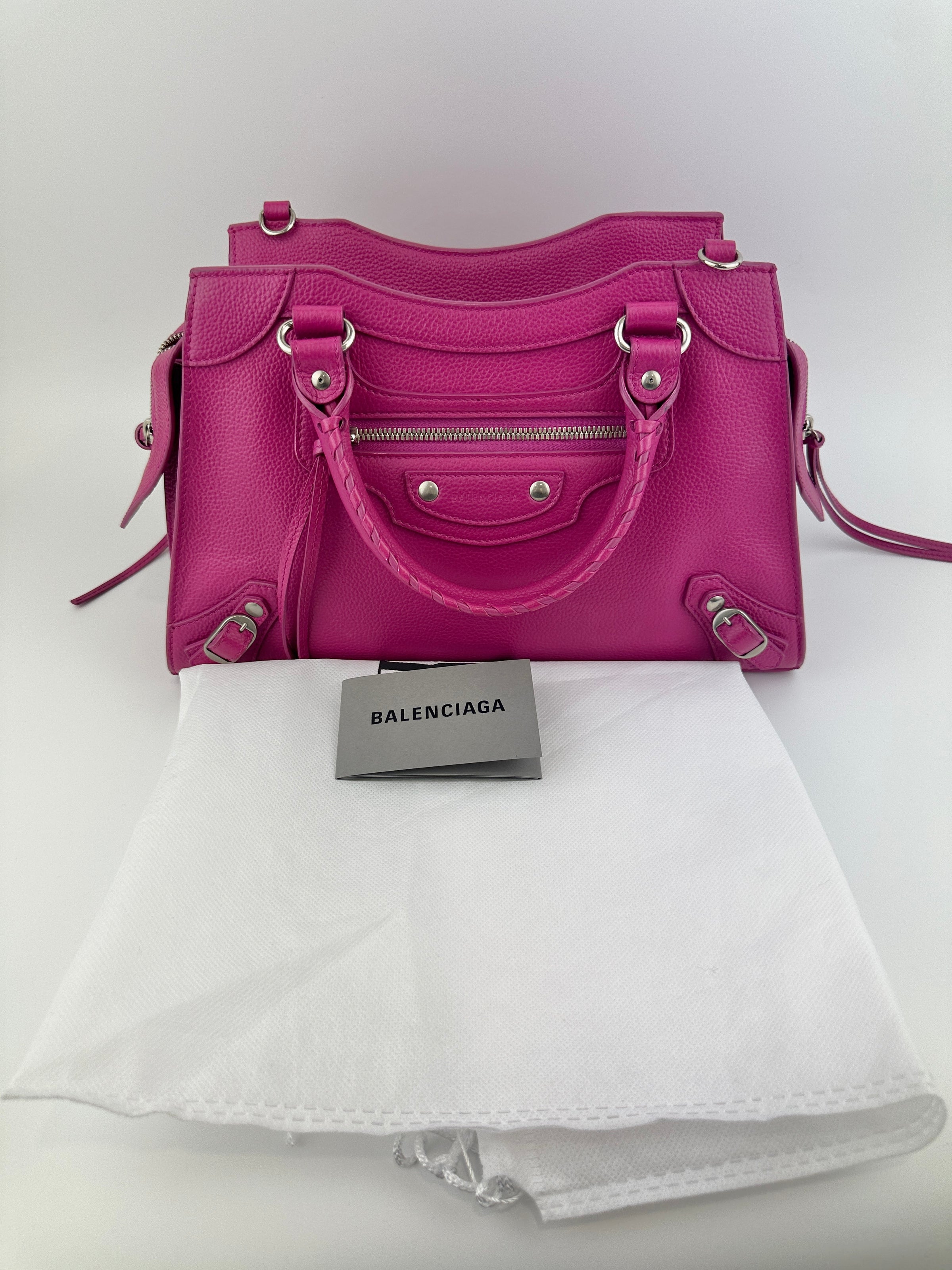 Neo Classic Small City Fuchsia Grained Calfskin Leather Bag