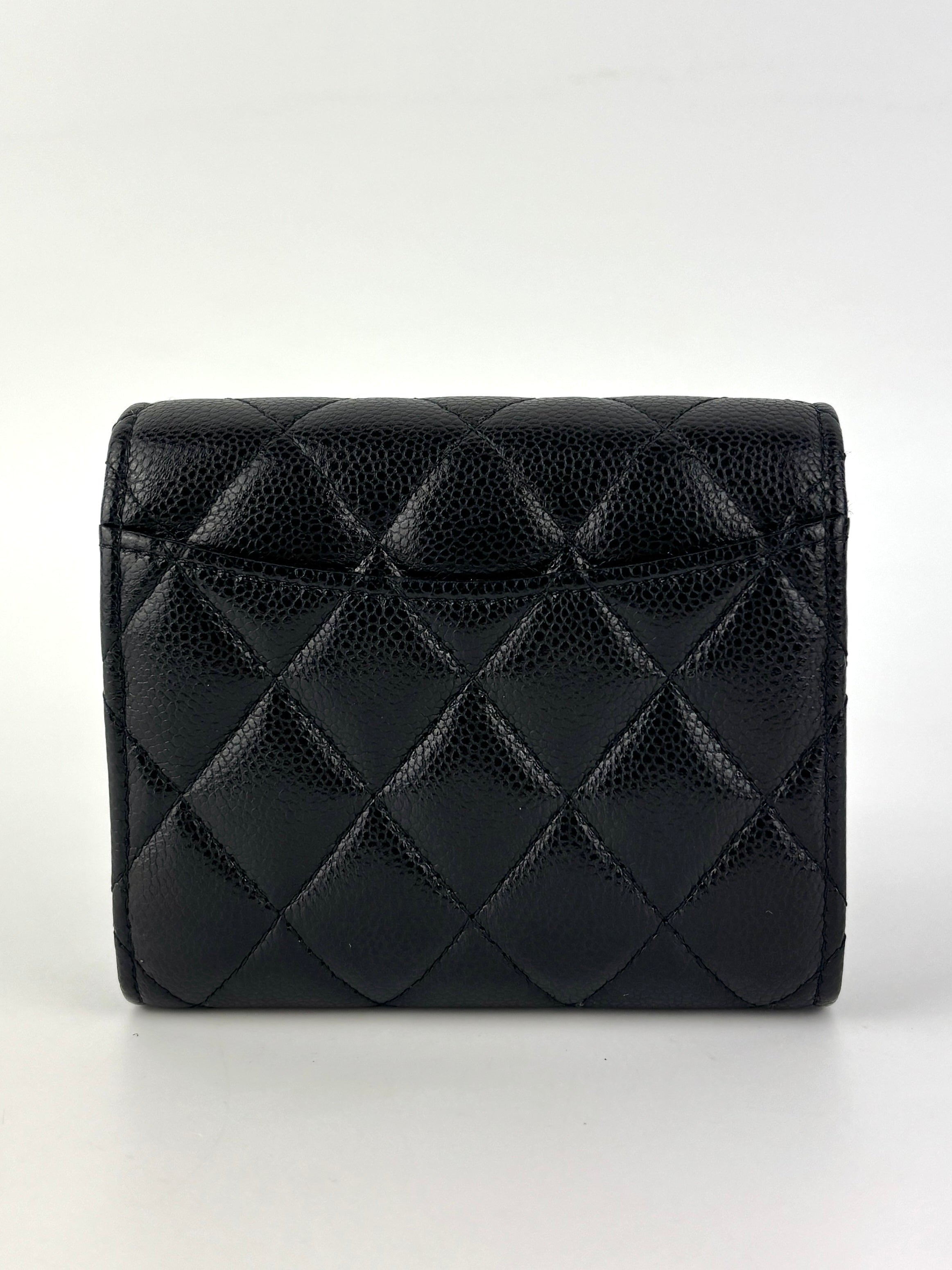 Chanel Classic Small Flap Wallet Black Caviar LGHW – Glampot