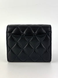 Classic Small Flap Wallet In Black Caviar Leather LGHW