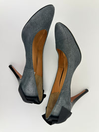 en Blue Pumps with Ribbon Size 23.5cm