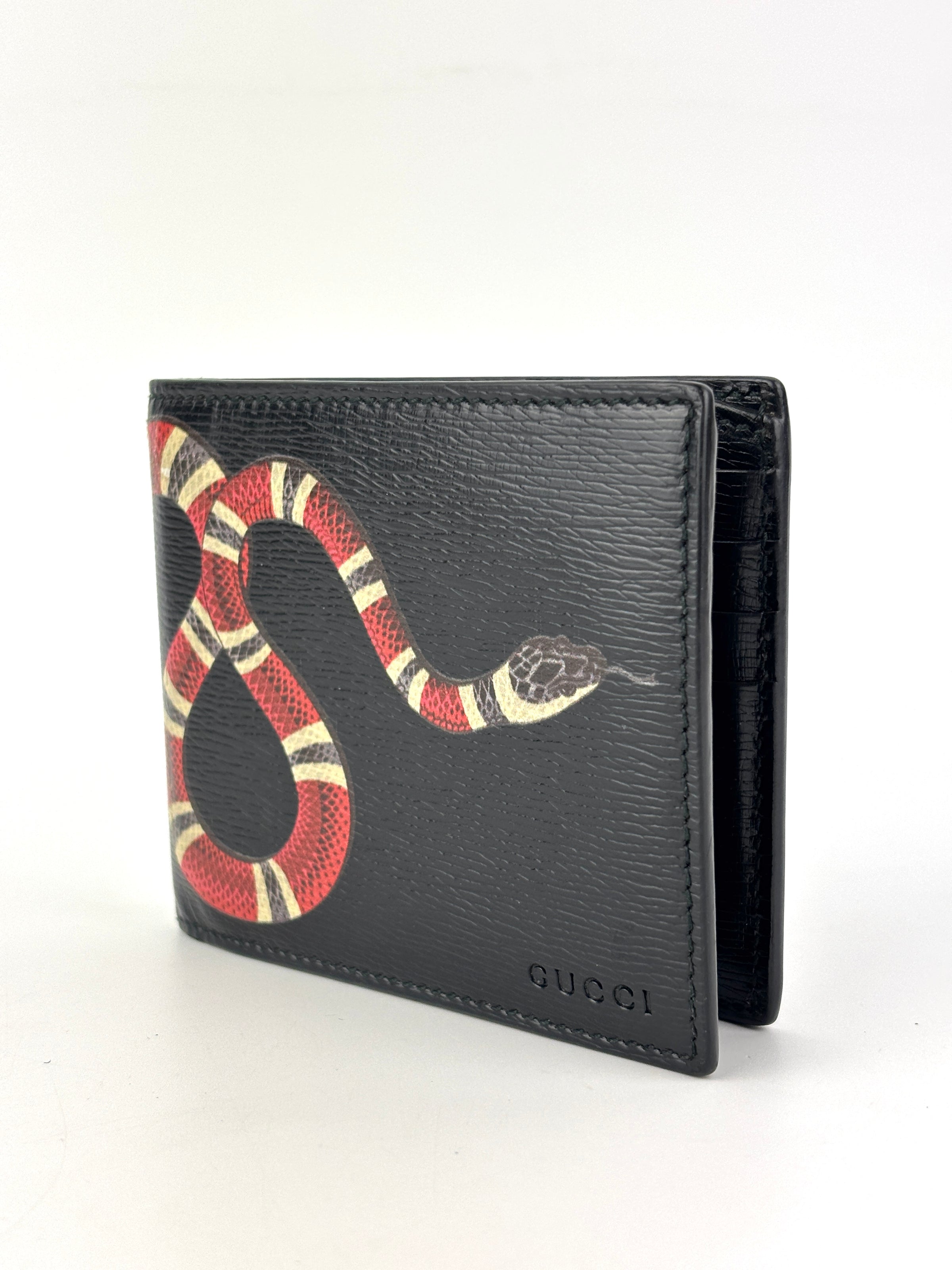 Black Leather Kingsnake Bifold Wallet
