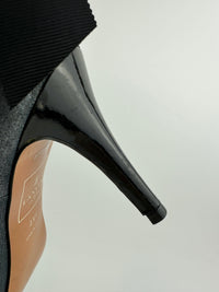 en Blue Pumps with Ribbon Size 23.5cm