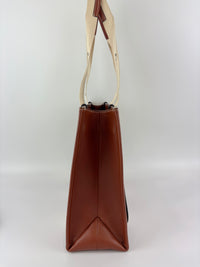 Calfskin Medium Woody Ribbon Tote in Sepia Brown