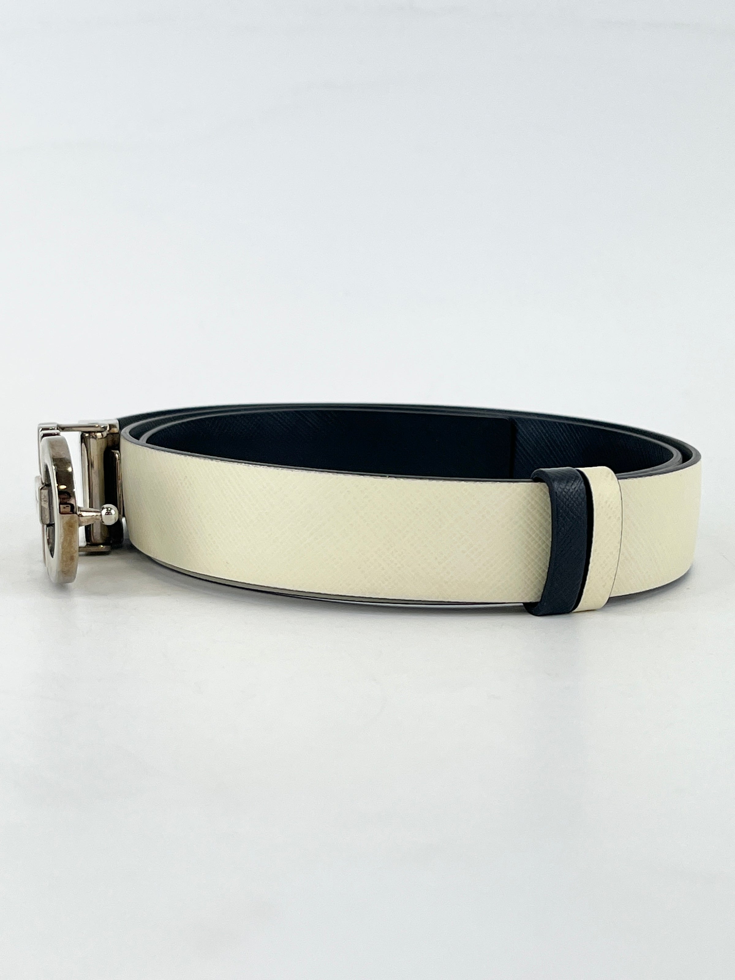 Reversible Gancini Belt White / Black 90cm