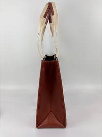 Calfskin Medium Woody Ribbon Tote in Sepia Brown