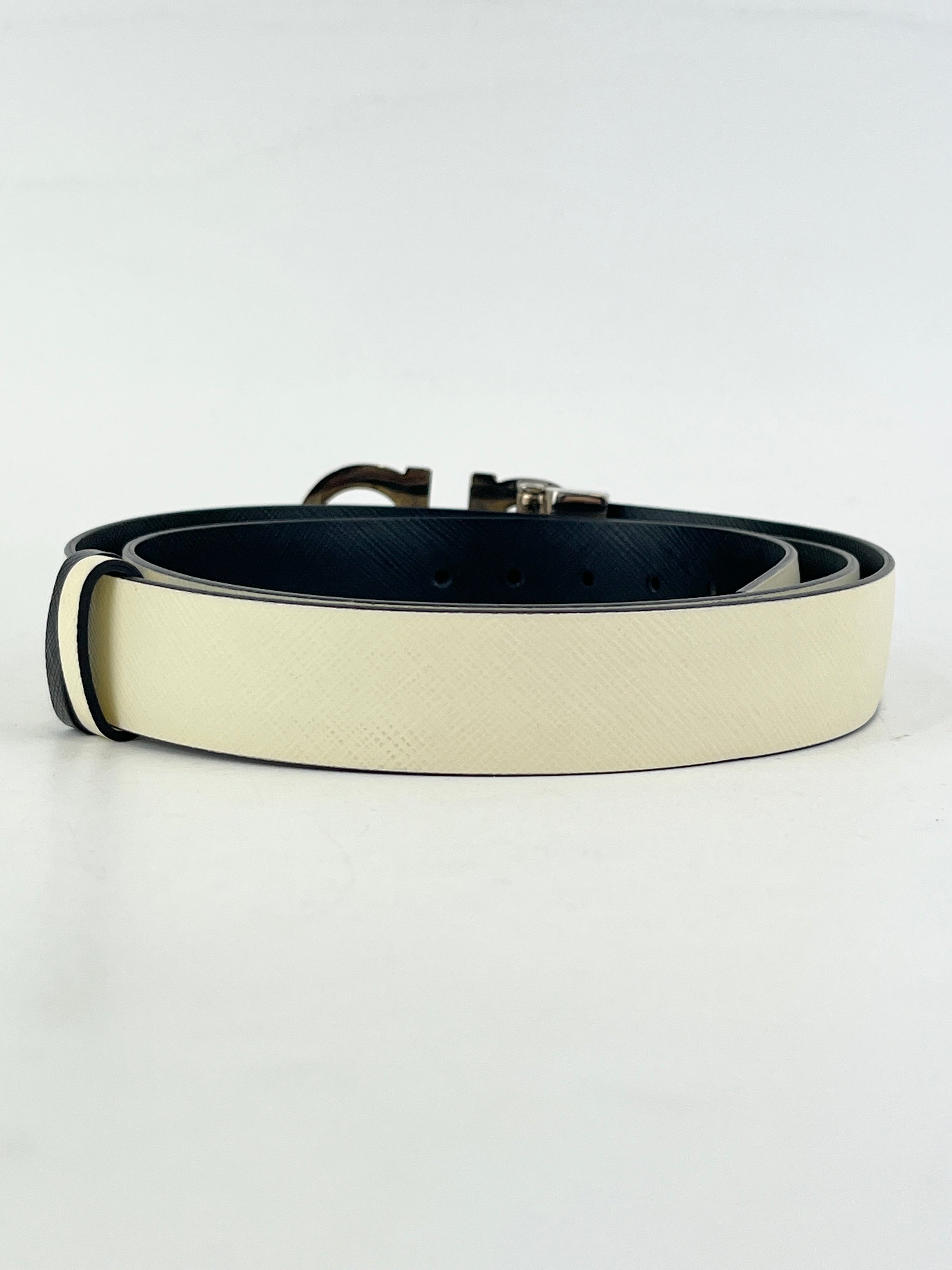 Reversible Gancini Belt White / Black 90cm