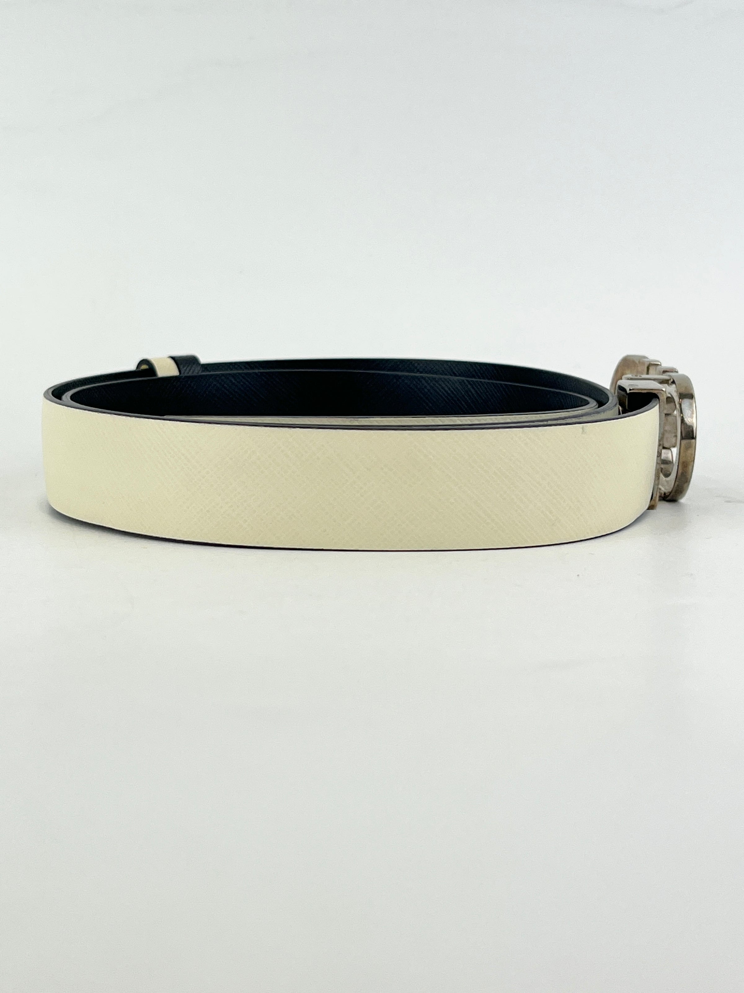 Reversible Gancini Belt White / Black 90cm