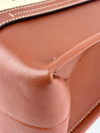 Calfskin Medium Woody Ribbon Tote in Sepia Brown