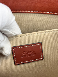 Calfskin Medium Woody Ribbon Tote in Sepia Brown