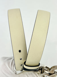 Reversible Gancini Belt White / Black 90cm