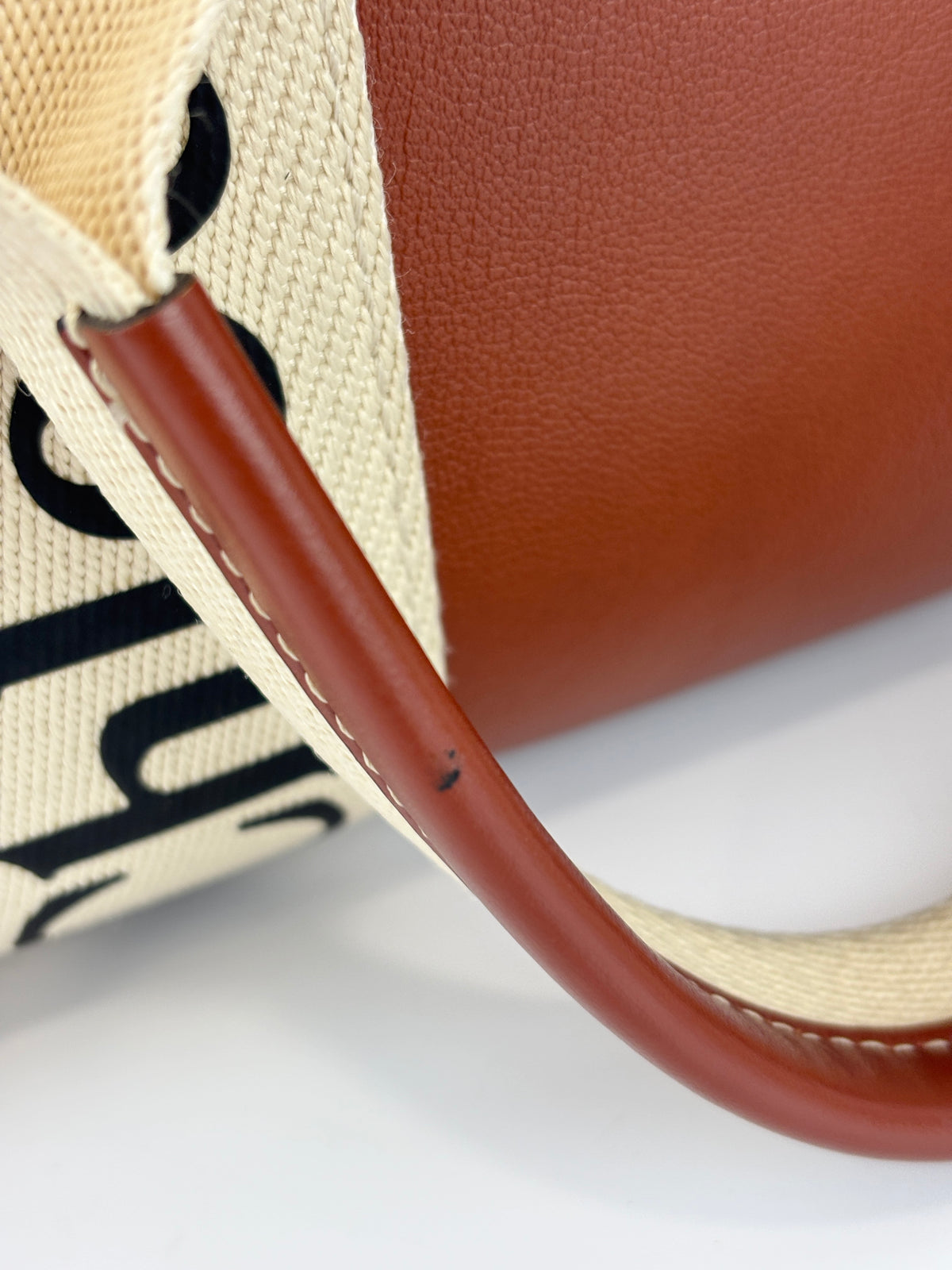 Calfskin Medium Woody Ribbon Tote in Sepia Brown