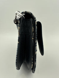 Saddle Messenger Dior Oblique Jacquard with Black Grained Calfskin Bag