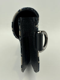 Saddle Messenger Dior Oblique Jacquard with Black Grained Calfskin Bag