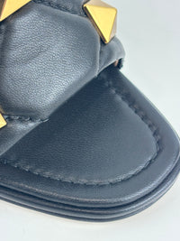 Roman Stud Slide Sandals Quilted Black Nappa GHW Size 38
